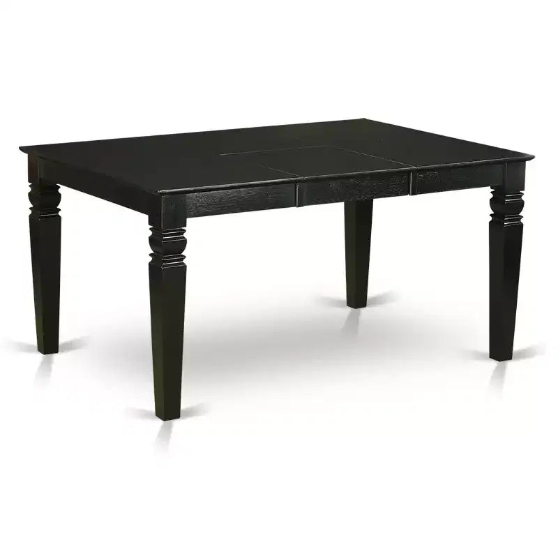 Set da pranzo Belmont da 7 pezzi include un tavolo rettangolare da cucina con prolunga a farfalla e sei sedie Parson con tessuto blu, finitura nera
