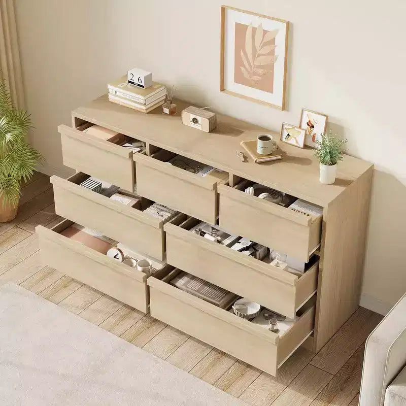 Cassettiera Moderna a 6/7/8 Cassetti, Comò in Legno per Soggiorno, Corridoio, Ingresso, Ufficio