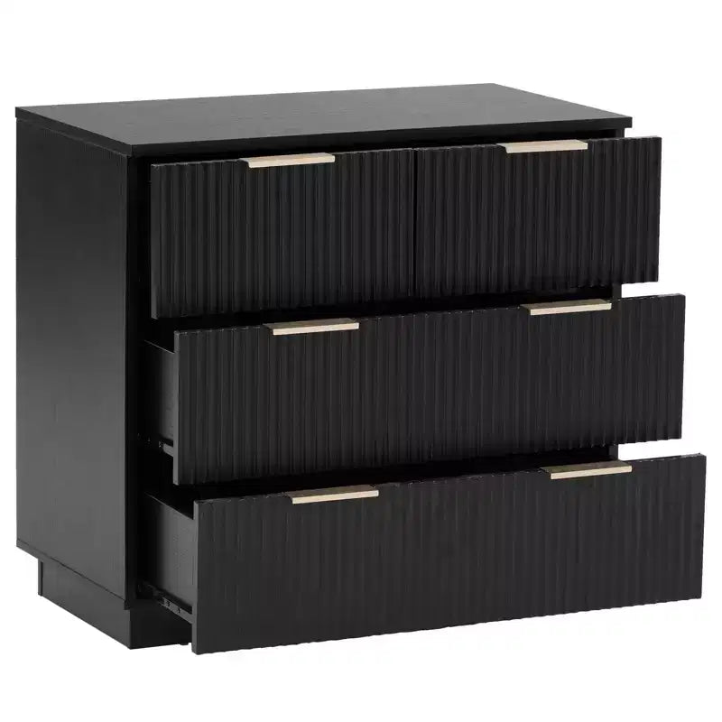 Comodini neri a 4 cassetti in MDF (Medium-Density Fiberboard) larghi 72 cm