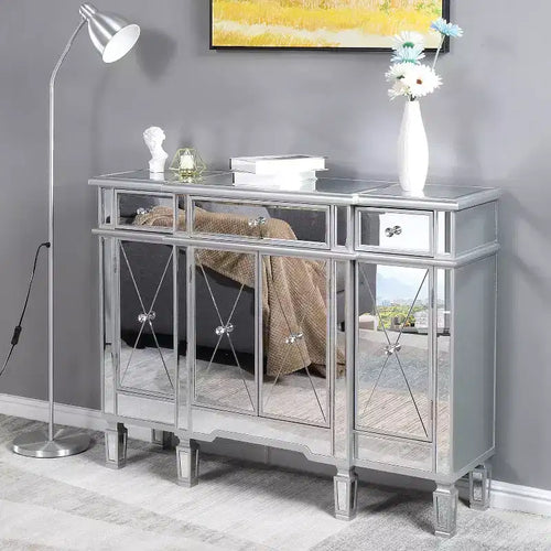 Cassettiera a 3 cassetti in MDF argento da 48,03 pollici di larghezza