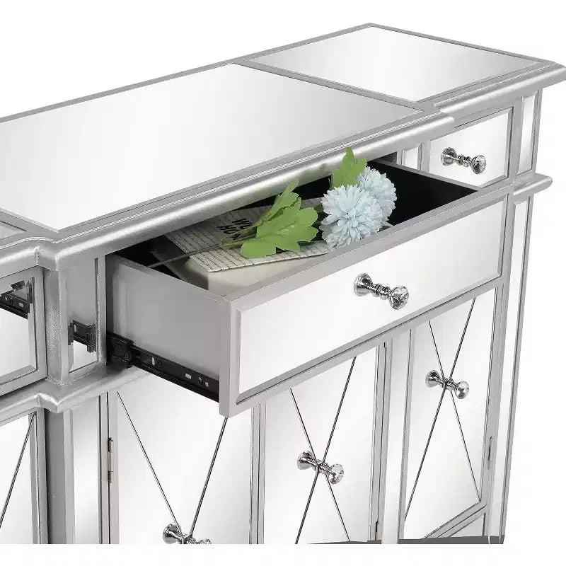 Cassettiera a 3 cassetti in MDF argento da 48,03 pollici di larghezza