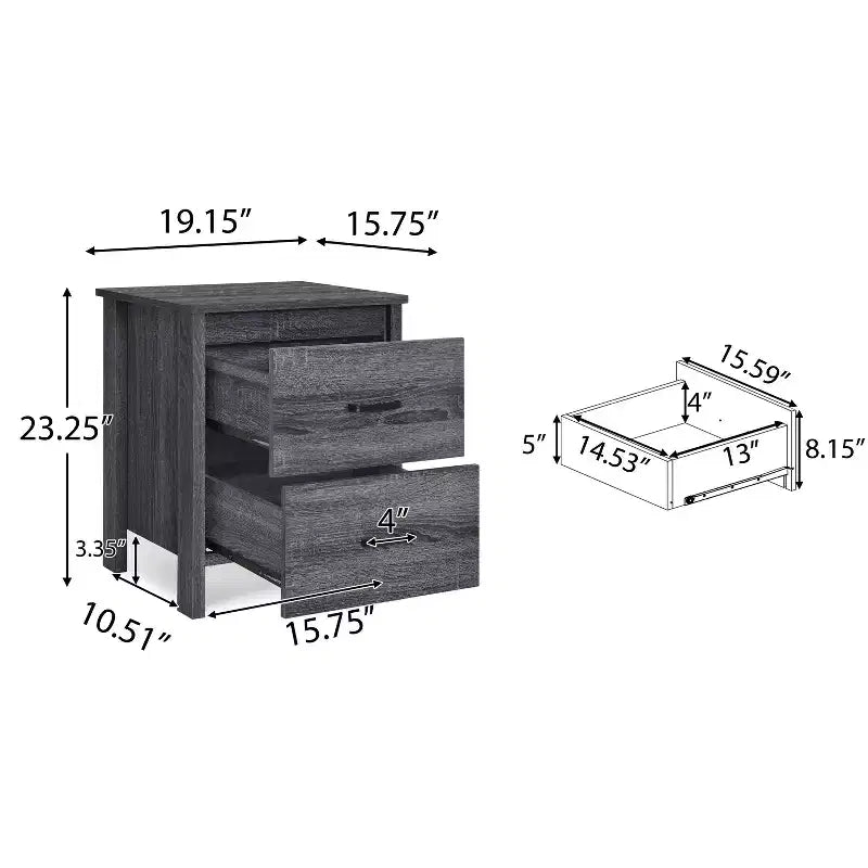 Comodini Titeca Moderni in Legno con 2 Cassetti